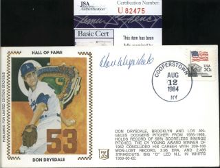 Don Drysdale (d.  1993) Dodgers Hof Signed " Hall Of Fame " Z Cachet Fdc Cover - Jsa