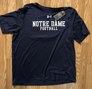 Notre Dame Football Team Issued Under Armour Shirt Tags Xl