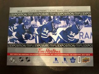 2017 - 18 UD Tim Hortons - Auston Matthews 3D Triple Exposures TE - 5 Maple Leafs 2