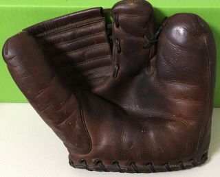 Vintage 1940s Wilson Leather Baseball Glove 3 - Finger Fielders Mitt 