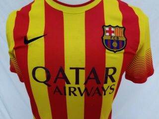 Nike DriFit FC Barcelona Soccer Jersey Mens S Striped Football Qatar Airways FCB 2