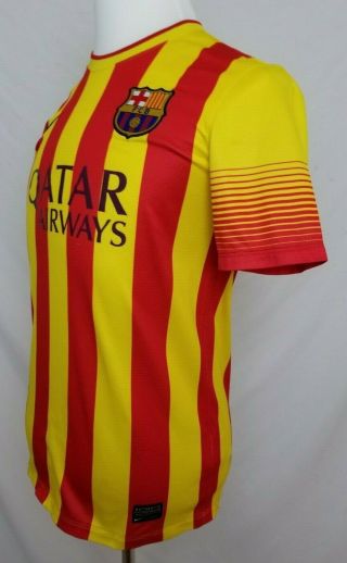 Nike DriFit FC Barcelona Soccer Jersey Mens S Striped Football Qatar Airways FCB 3