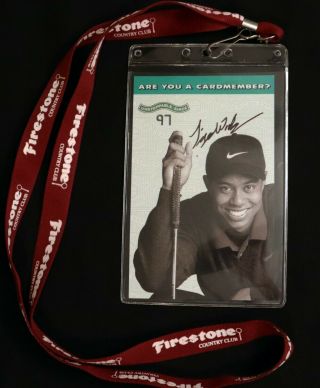 Tiger Woods Signed American Express Sponsor Card From Wgc Firestone 1999