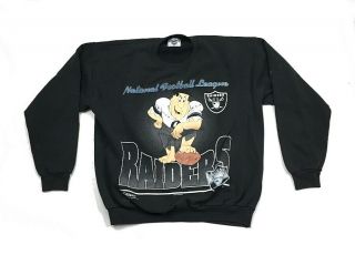 Vtg 1994 Los Angeles Raiders Fred Flintstone Sweatshirt 50/50 Blend Men 