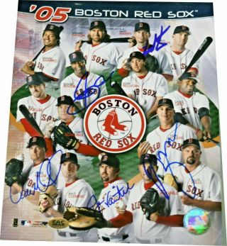 2005 Boston Red Sox 5 Signature Signed 8x10 Photo W/ Varitek,  Cas Cb258