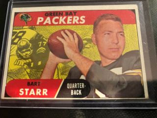 1968 Topps Bart Starr Football Card Packers Vintage 1 Vg