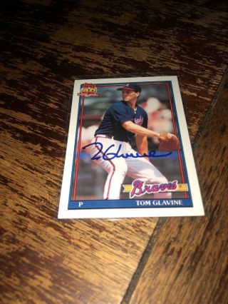 Tom Glavine 1991 Topps In Person Autographed Signed Baseball Card Braves Hof
