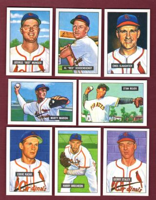 1951 Bowman Gum St.  Louis Cardinals Complete Team Reprint Set | All 20 Cards