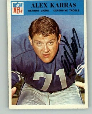 Alex Karras Signed 1966 Philadelphia Football Card Ipa In Person Auto Sai1284