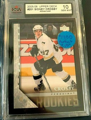 2005 - 06 Upper Deck Penguins Sidney Crosby Young Guns Rookie Graded A Perfect 10