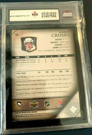 2005 - 06 Upper Deck Penguins Sidney Crosby Young Guns Rookie Graded a perfect 10 2