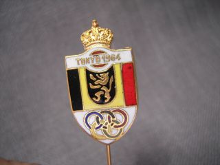 Old Olympic Pin,  Badge Belgium Noc Tokyo 1964 Brass Enamel