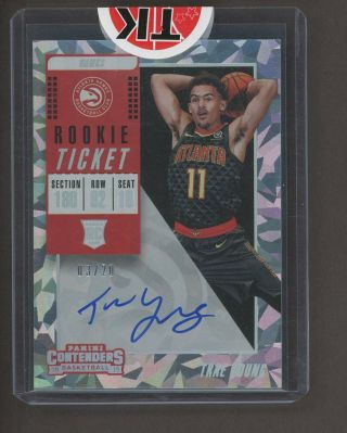 2018 - 19 Contenders Cracked Ice Rookie Ticket Trae Young Hawks Rc Uato /20