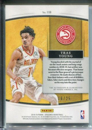 2018 - 19 Opulence Trae Young RC Rookie Auto /25 2