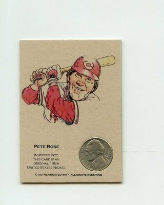 Pete Rose 1986 Nickel Insert Thick Trade Card Rare