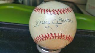 Mickey Mantle Signed Baseball No Number 7 On Ball See Pictures