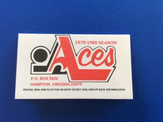 1979 - 80 Hampton Aces Hockey Pocket Schedule 2 Seasons Defunct Ehl Virginia