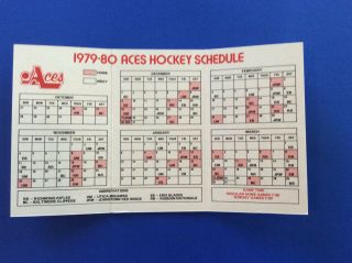 1979 - 80 Hampton Aces Hockey Pocket Schedule 2 Seasons Defunct EHL Virginia 3
