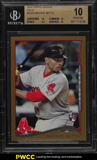 2014 Topps Update Gold Mookie Betts Rookie Rc /2014 Us26 Bgs 10 Pristine (pwcc)