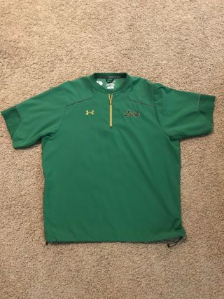 Notre Dame Irish Football Under Armour Team Issued 1/4 Zip Pullover Large Green