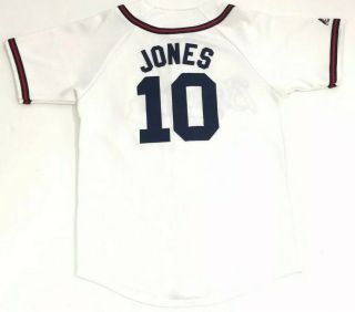 Atlanta Braves Youth Jersey Chipper Jones 10 Sewn Majestic Stitched White Sz M 2