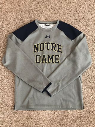 Notre Dame Irish Football Under Armour Team Issued Pullover Sweatshirt Large Nd