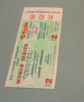1969 Baltimore Orioles York Mets Baseball World Series Game 2 Ticket Stub 3