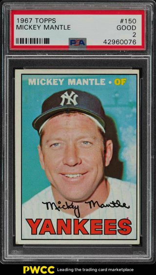 1967 Topps Mickey Mantle 150 Psa 2 Gd (pwcc)