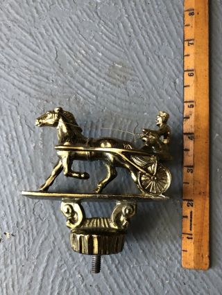 Harness Racing Trophy Figure Topper Gold Metal Vintage Sulky Horse Racehorse