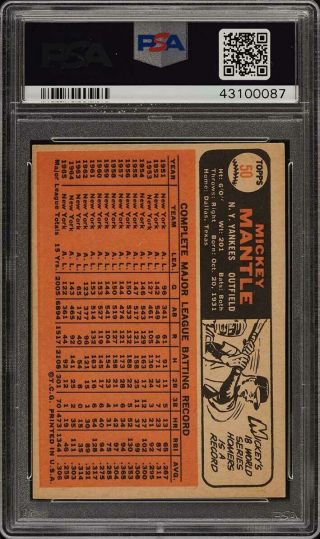1966 Topps Mickey Mantle 50 PSA 2 GD (PWCC) 2
