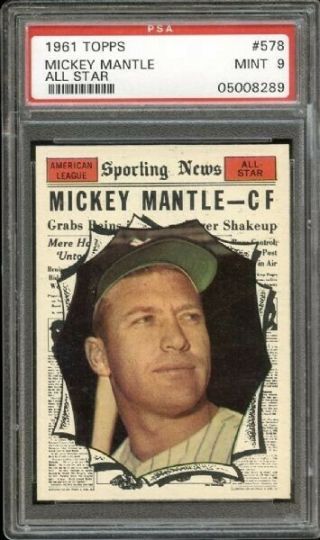 1961 Topps Mickey Mantle All Star 578 Psa 9