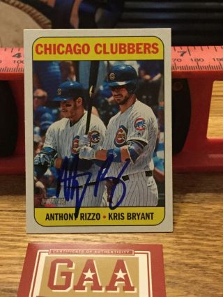 Anthony Rizzo 2018 Topps Heritage Chicago Clubbers Cubs Autographed Card W/
