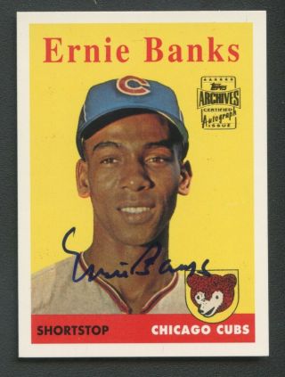 2002 Topps Archvies Retro Ernie Banks Chicago Cubs Auto Hof