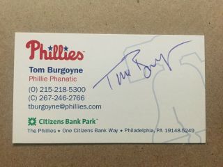 Tom Burgoyne Autograph Philadelphia Phillies Mascot " Phanatic " Business Card