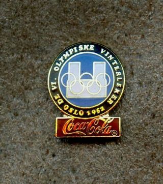 1952 Oslo Norway Vi Winter Olympic Games Pin Enamel Sponsor Coca Cola