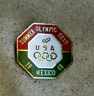 1968 Mexico Noc Usa Summer Olympic Team Games Pin Enamel