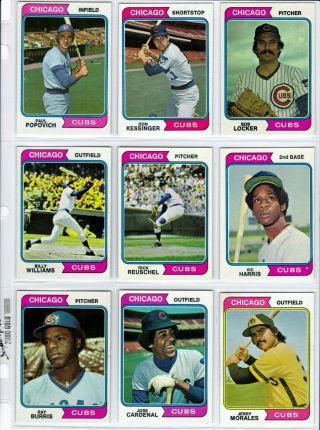 1974 Topps Chicago Cubs Team Set 30 Cards Billy Williams Ron Santo Update