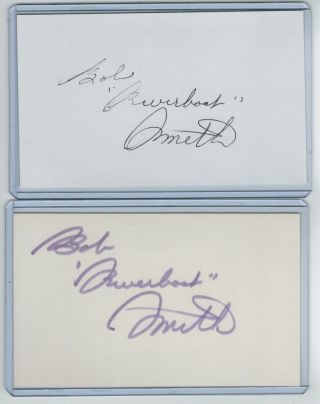 (2) Bob " Riverboat " Smith Index Card Signed 1958 Boston Red Sox Psa/dna D.  2003
