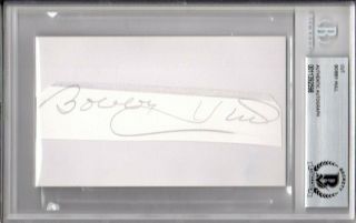 Beckett - Bas Blackhawks Bobby Hull Cut Autographed - Signed 3x5 Index Card 11392598