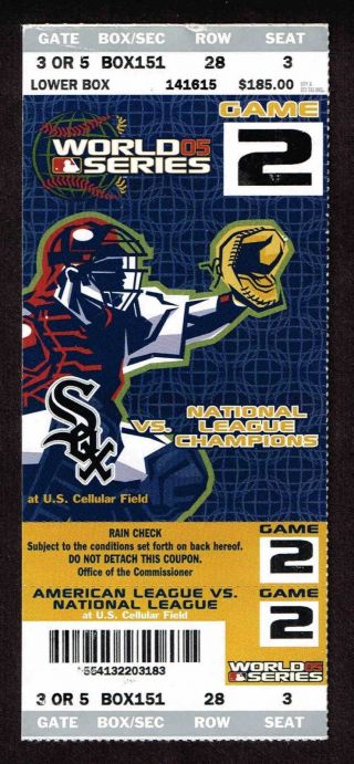 2005 World Series Games 2 Full Ticket Stub Chicago White Sox Houston Astros