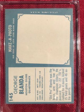 1961 George Blanda Topps Football Card NM 2
