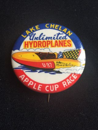 Lake Chelan Apple Cup Race 1958 Button Vintage Pin Hydroplane Unlimited