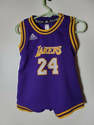 Adidas Kobe Bryant 24 Los Angeles Lakers Jersey One Piece Romper Baby 12 Months