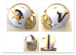 Custom Minnesota Vikings Concept White 2 " Pocket Pro Football Helmet