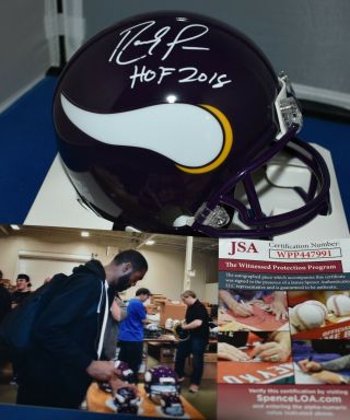 Randy Moss Autographed Throwback Mini Helmet Minnesota Vikings Hof 2018 Jsa