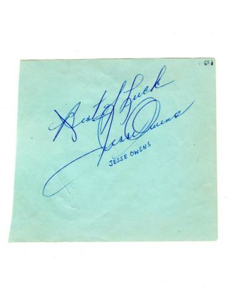 Jesse Owens D.  1980 Signed Autograph Cut Page Olympic Gold 1936 Jsa Letter Y26344