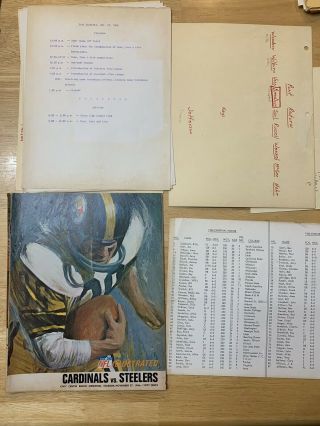 Signed 1966 Cardinals/steelers Nfl Program And Broadcast Notes - Hoak,  Jefferson