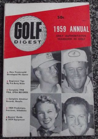 Vintage Golf Digest 1959 Annual - Finsterwald / Palmer - 58 Results