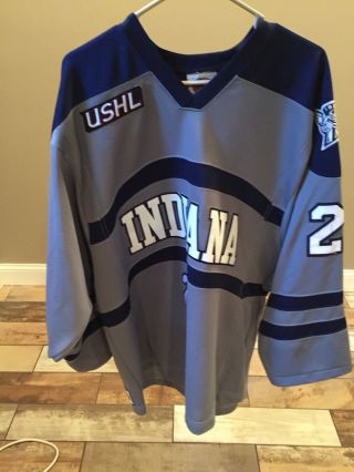 Indiana Indianapolis Ice Hockey Game Worn Uniform Jersey Large Ushl