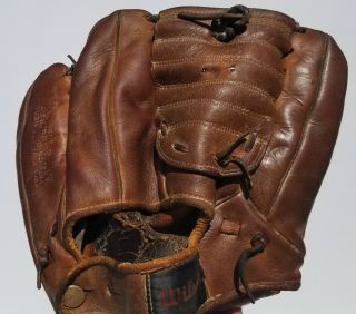 1940s Wilson A - 2000 Ball Hawk 3 Phil Cavaretta Vtg Leather Baseball Glove Mitt